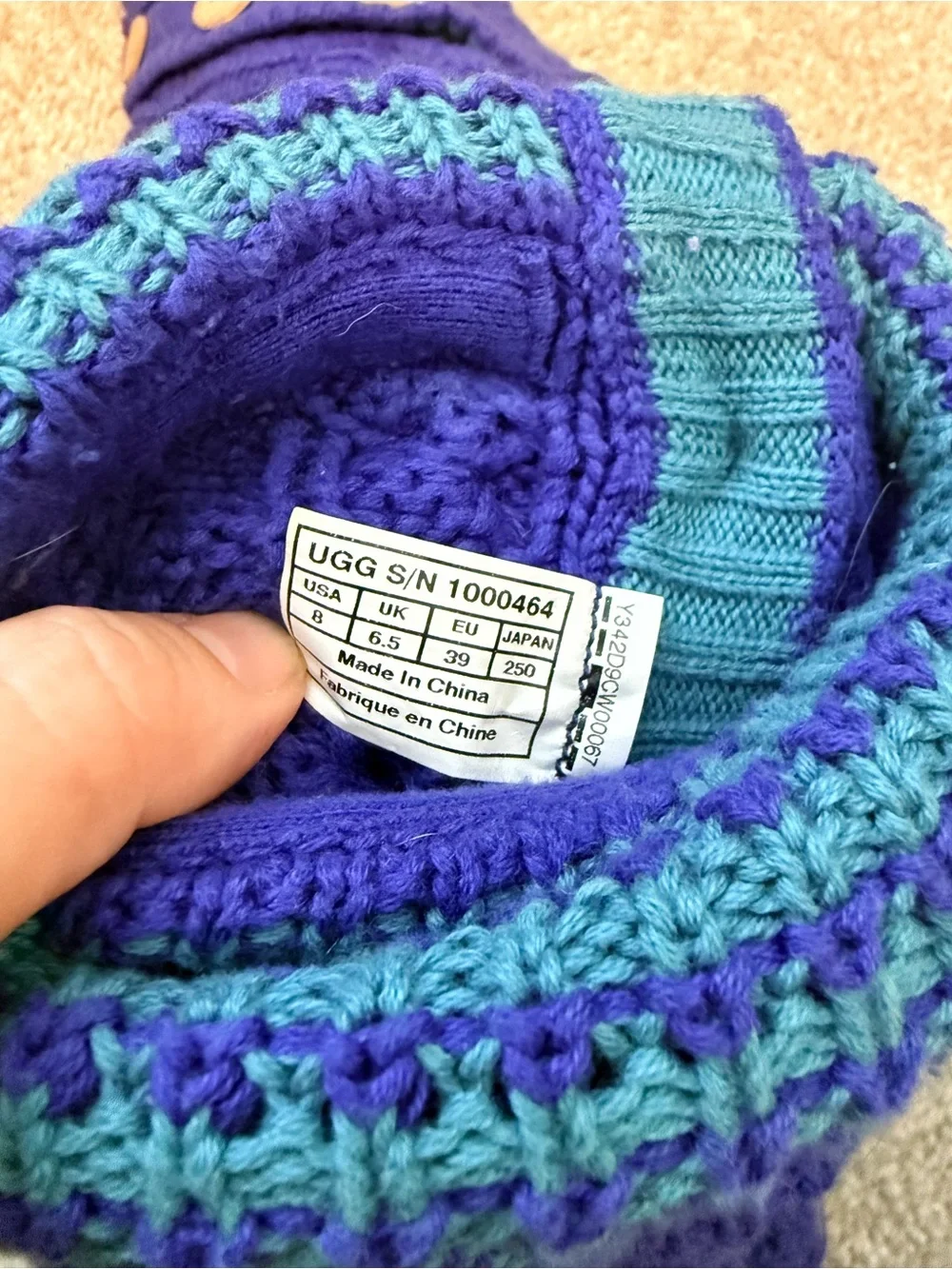 UGG Purple Knit Women's Winter Boots with Teal Accent